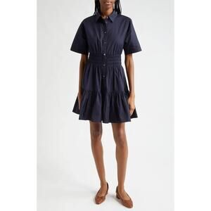 VERONICA BEARD Greta Smocked Waist Shirtdress